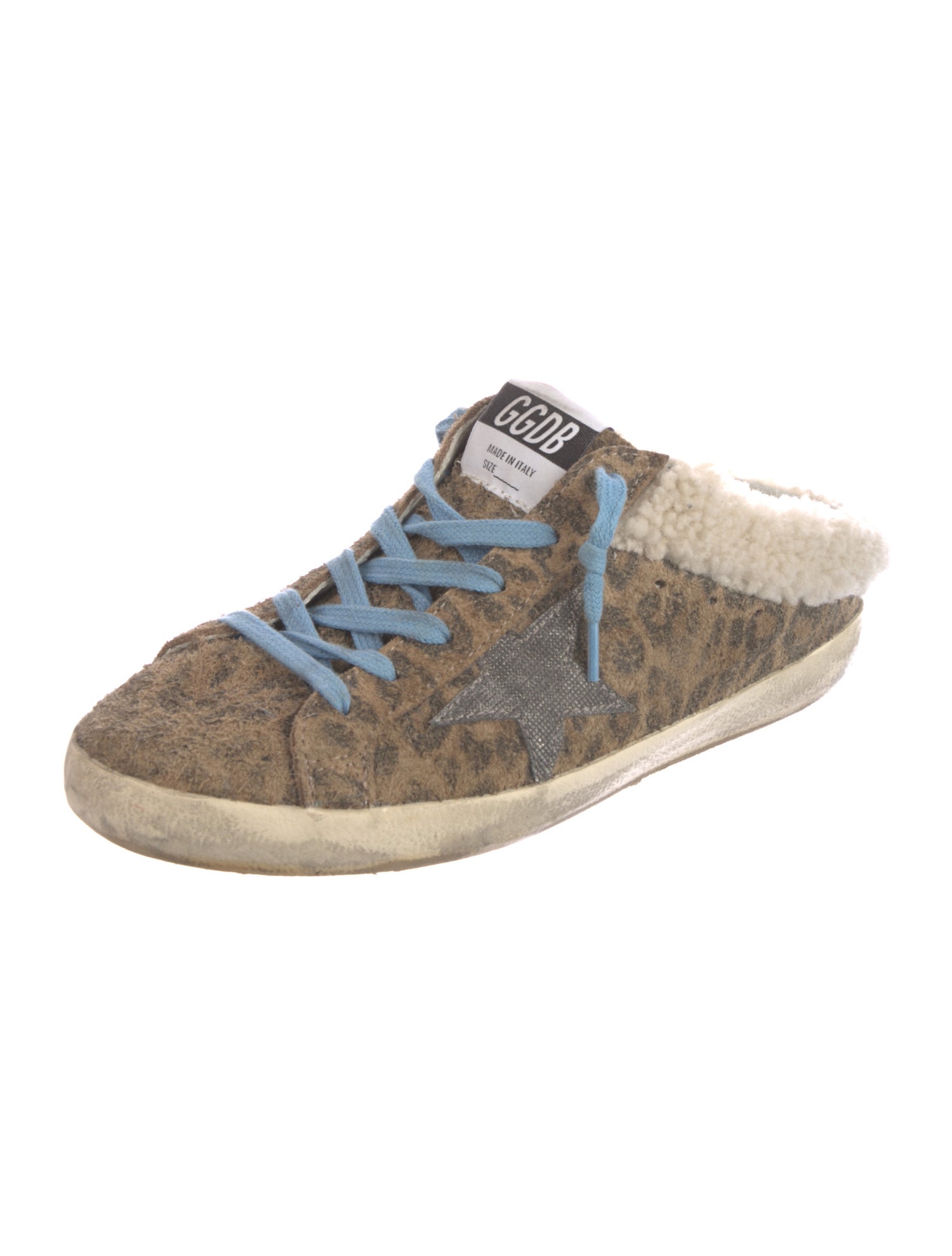 Golden Goose Suede Animal Print Mules