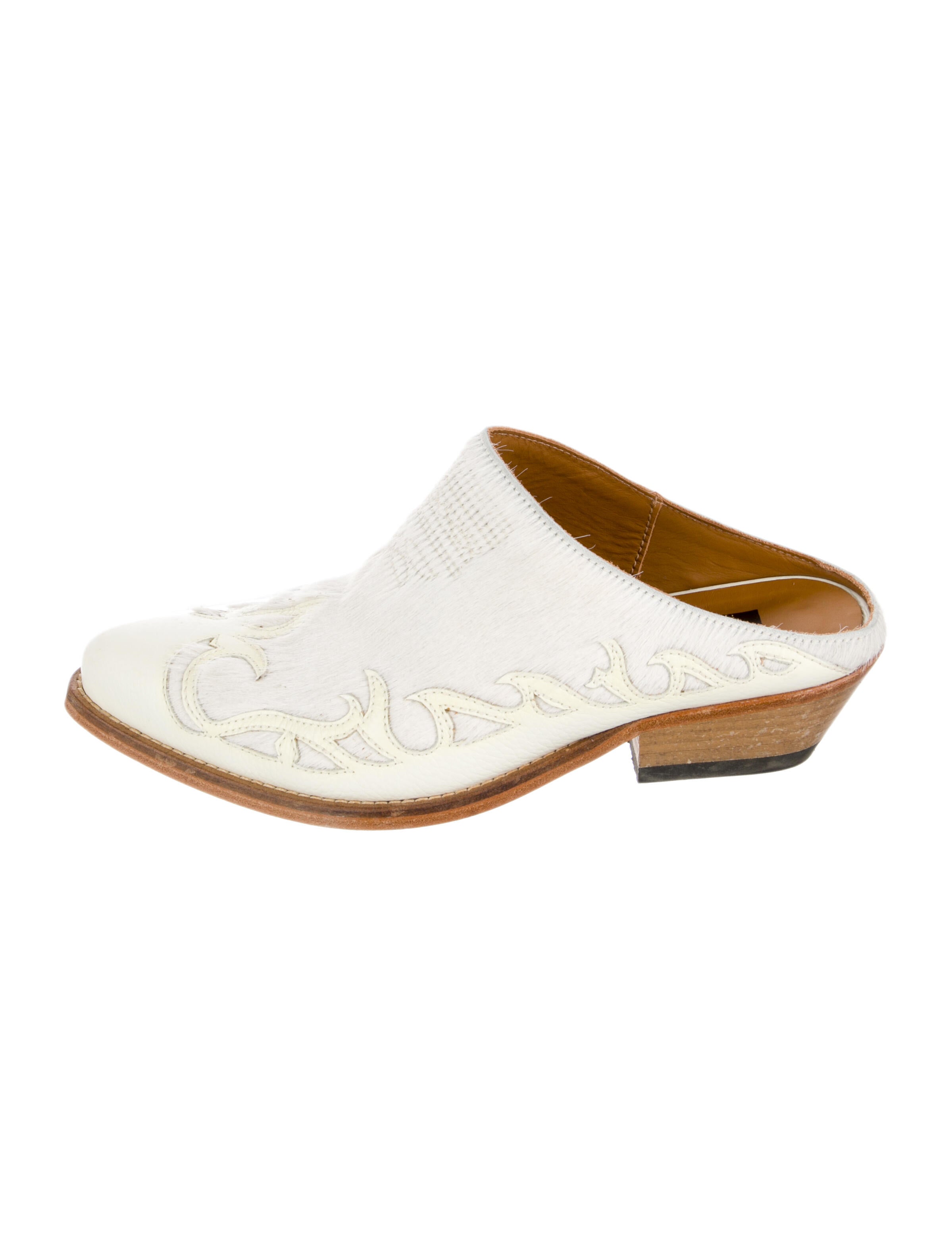 Golden Goose Ponyhair Leather Trim Embellishment Mules