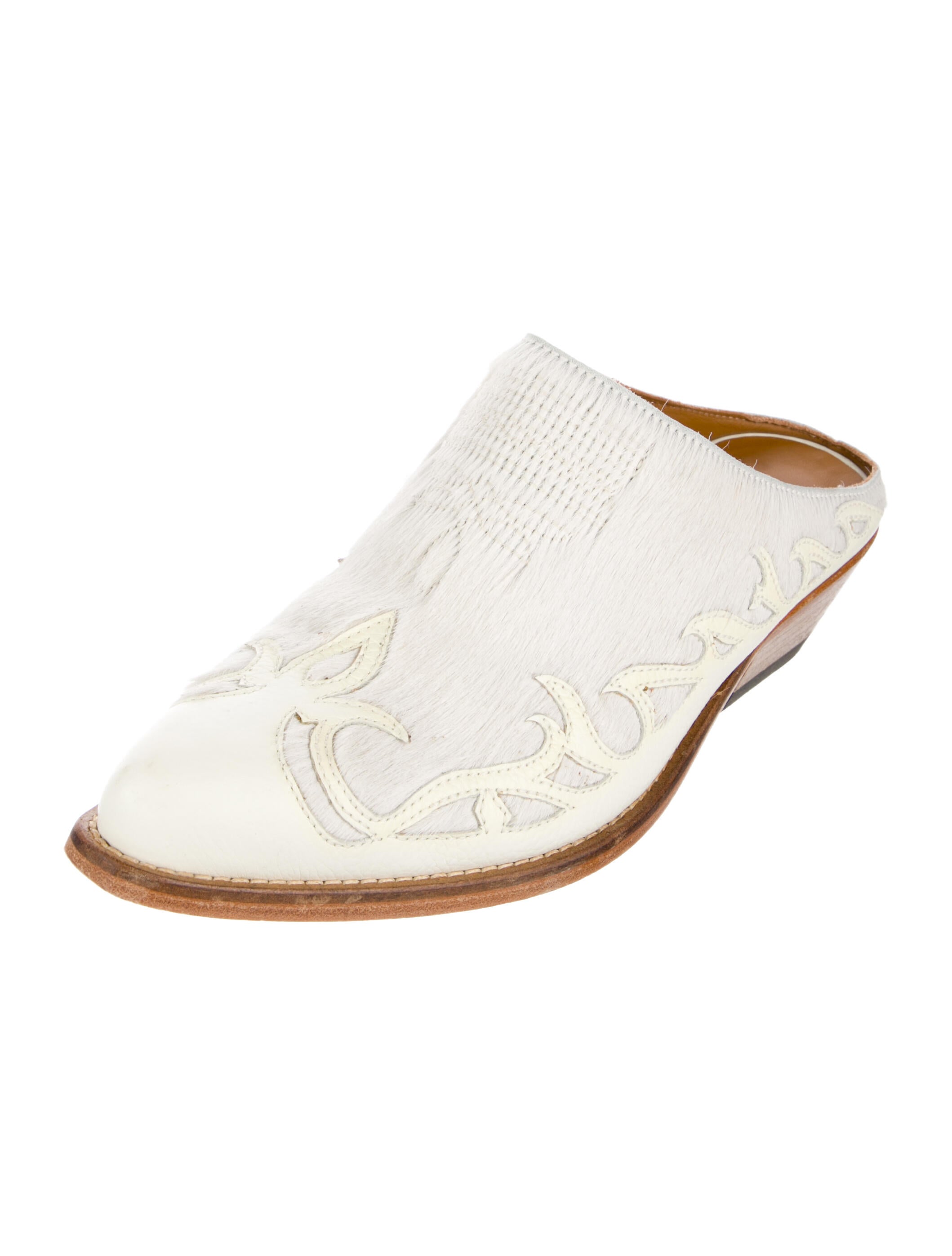 Golden Goose Ponyhair Leather Trim Embellishment Mules