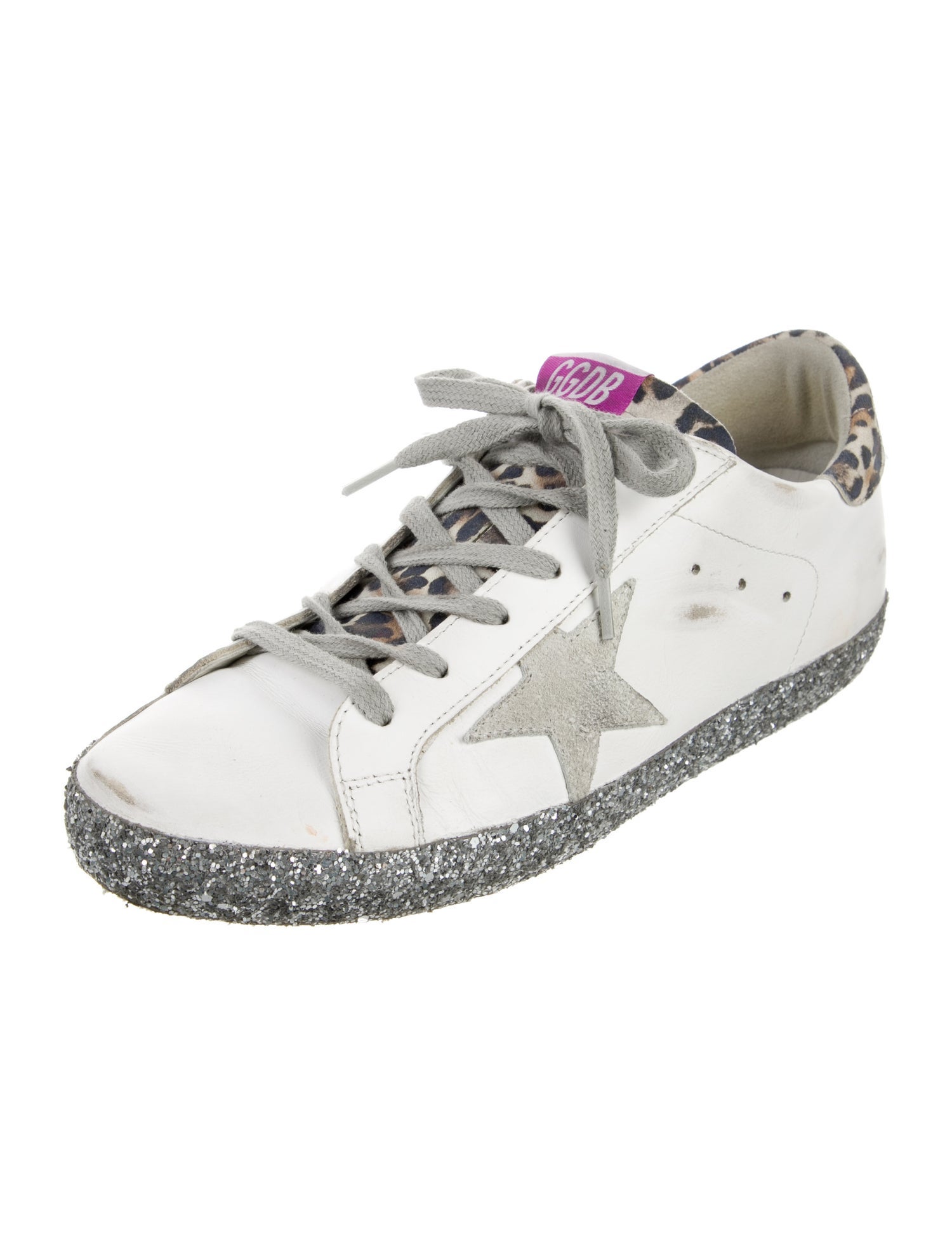 Golden Goose Leather Animal Print Sneakers