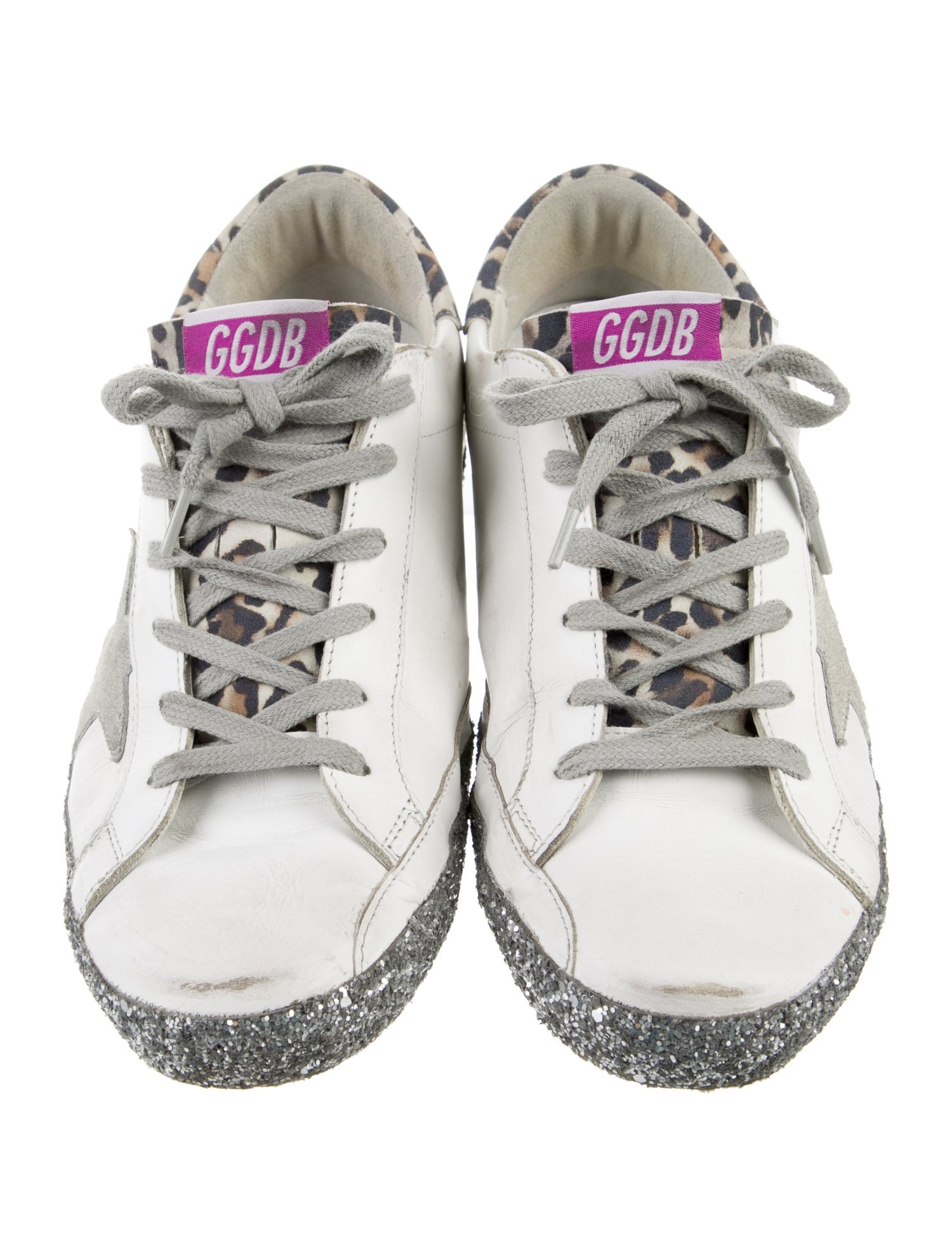 Golden Goose Leather Animal Print Sneakers