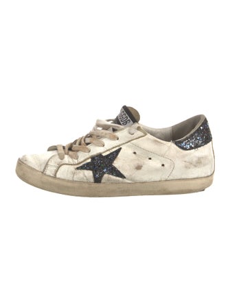 Golden Goose Leather Glitter Accents Sneakers