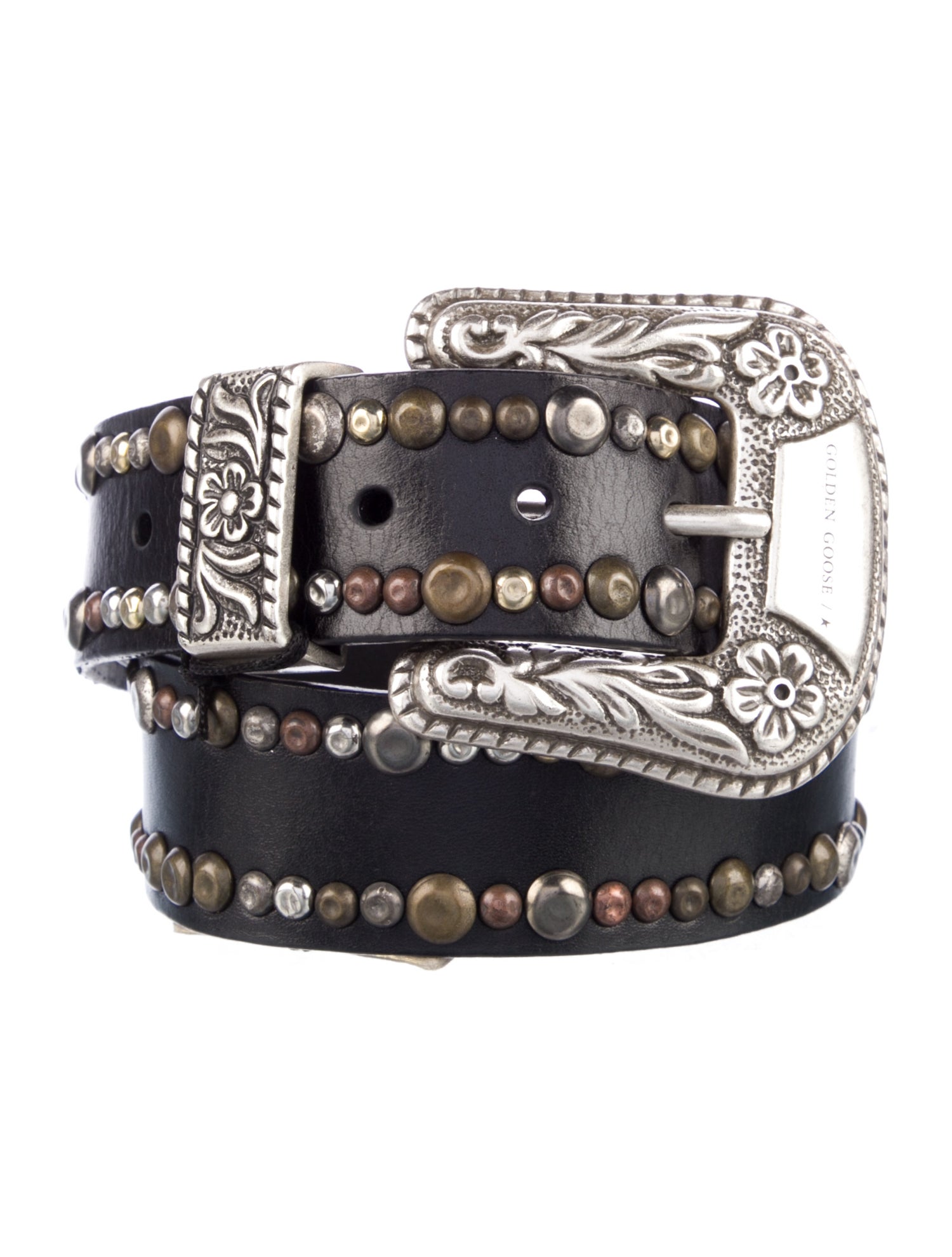 Golden Goose Leather Studded Accents Waist Belt