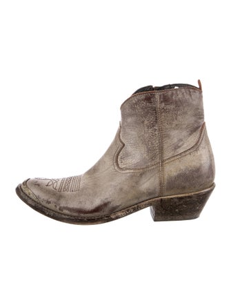 Golden Goose Leather Distressed Accents Western Boots