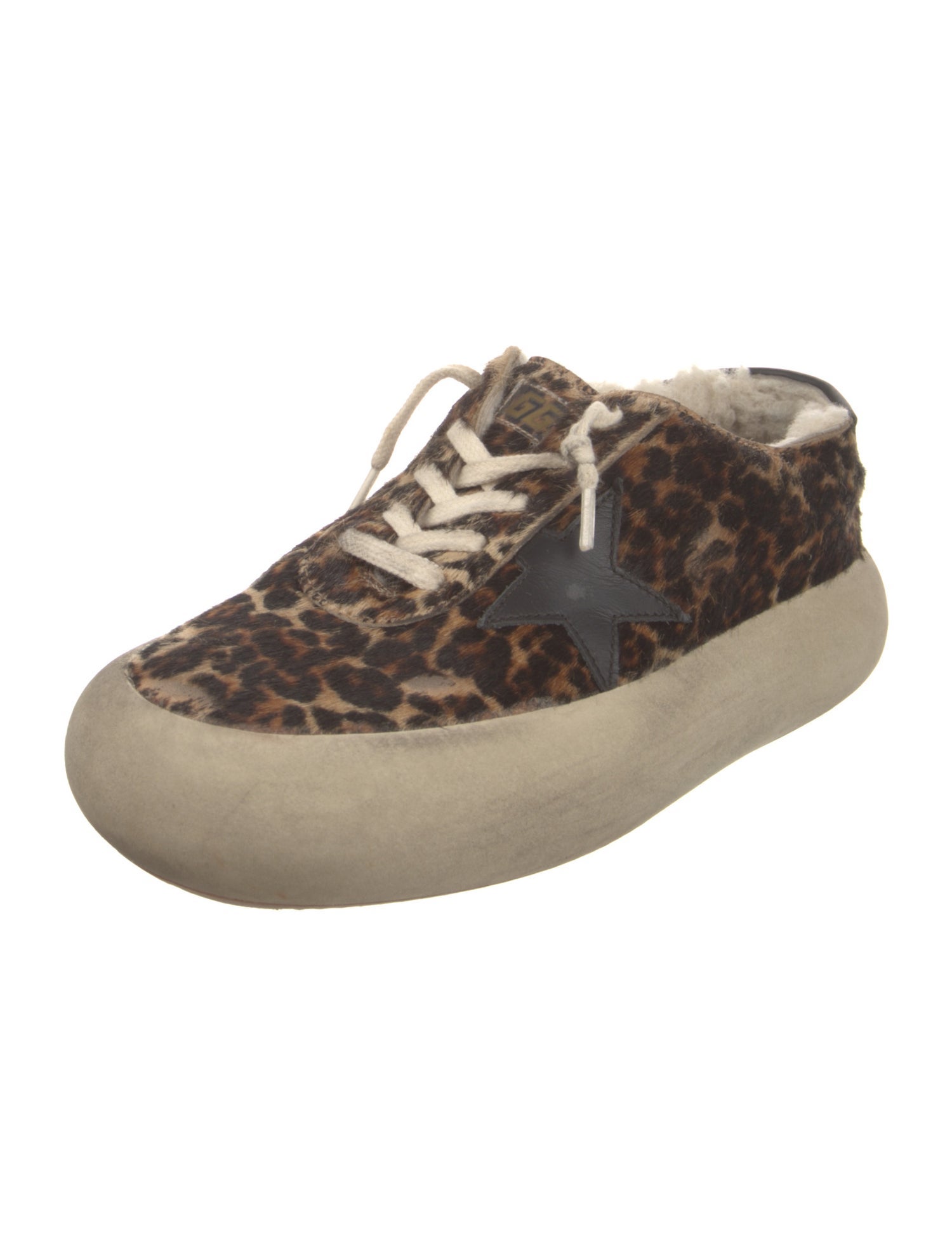 Golden Goose Leather Animal Print Oxfords