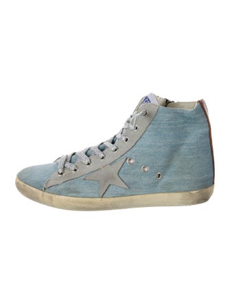Golden Goose Denim Colorblock Pattern Sneakers