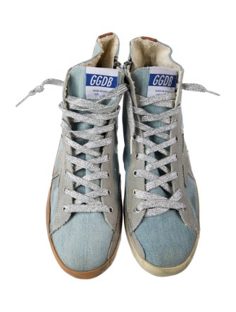 Golden Goose Denim Colorblock Pattern Sneakers