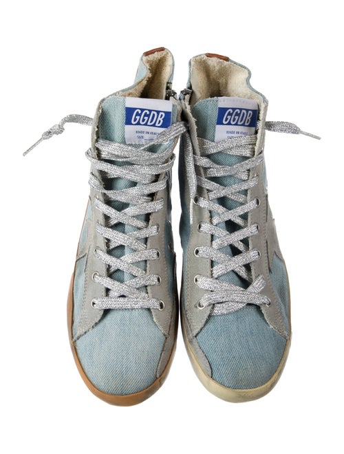 Golden Goose Denim Colorblock Pattern Sneakers