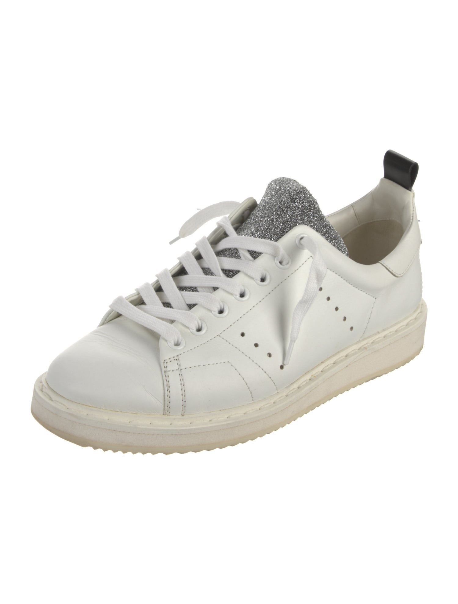 Golden Goose Leather Glitter Accents Sneakers