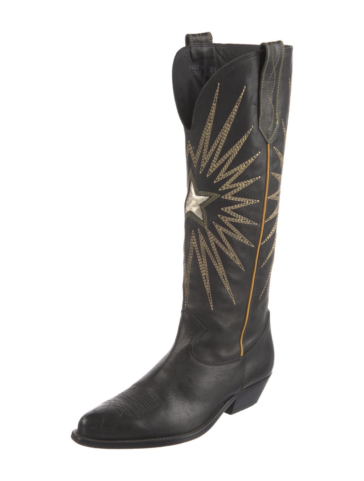 Golden Goose Leather Graphic Print Western Boots