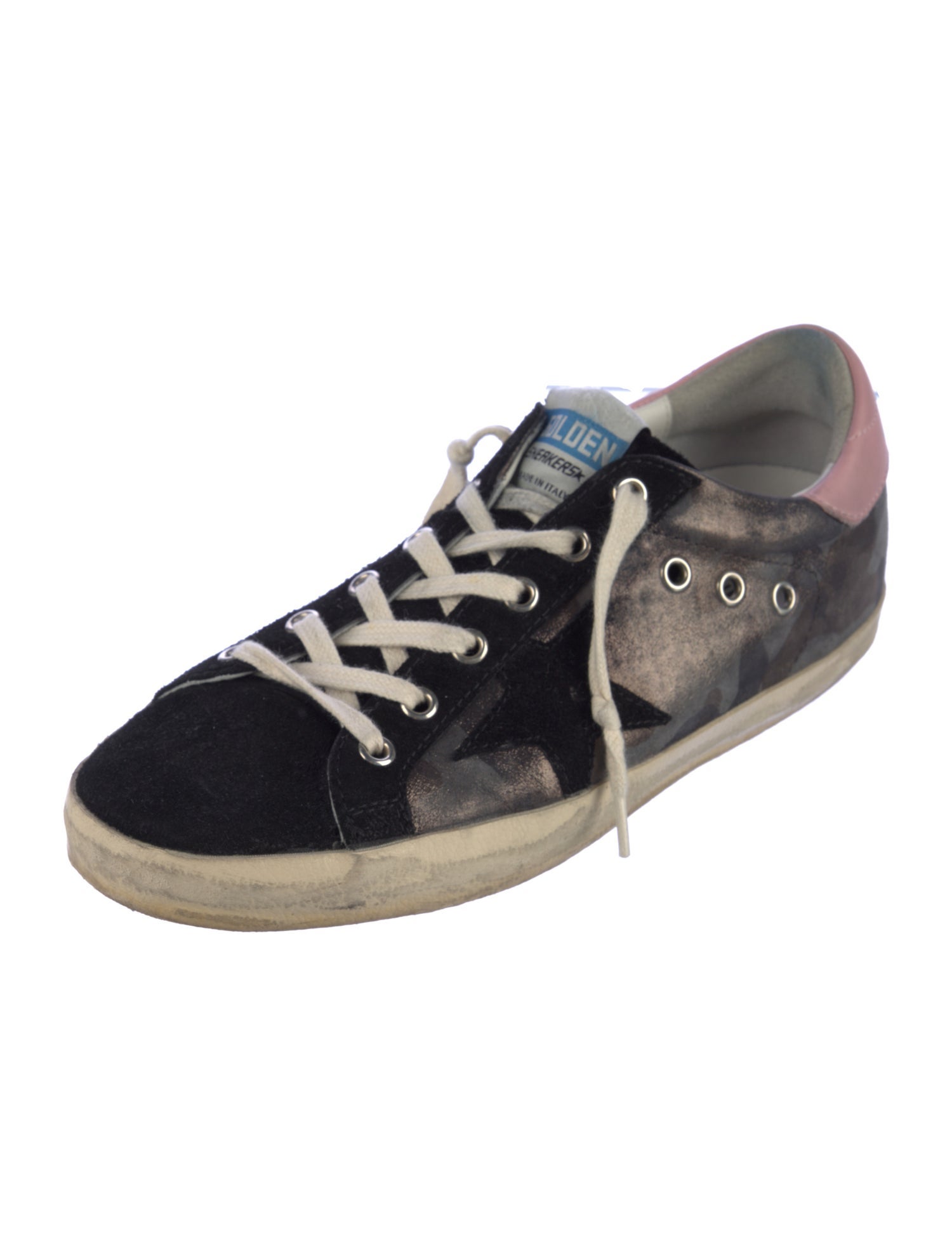 Golden Goose Leather Colorblock Pattern Sneakers