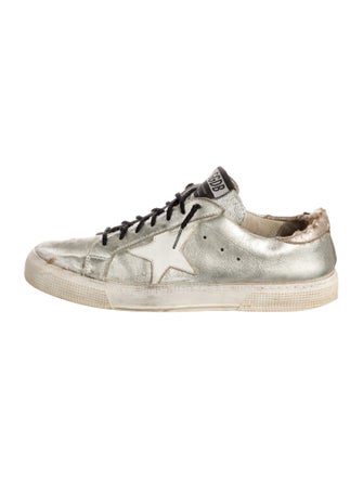Golden Goose Leather Colorblock Pattern Sneakers