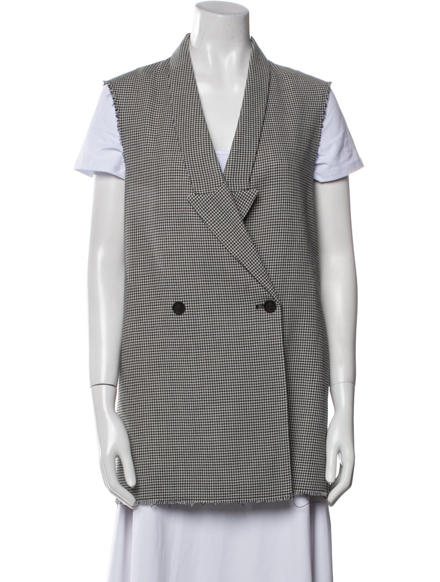 Golden Goose Wool Houndstooth Print Vest