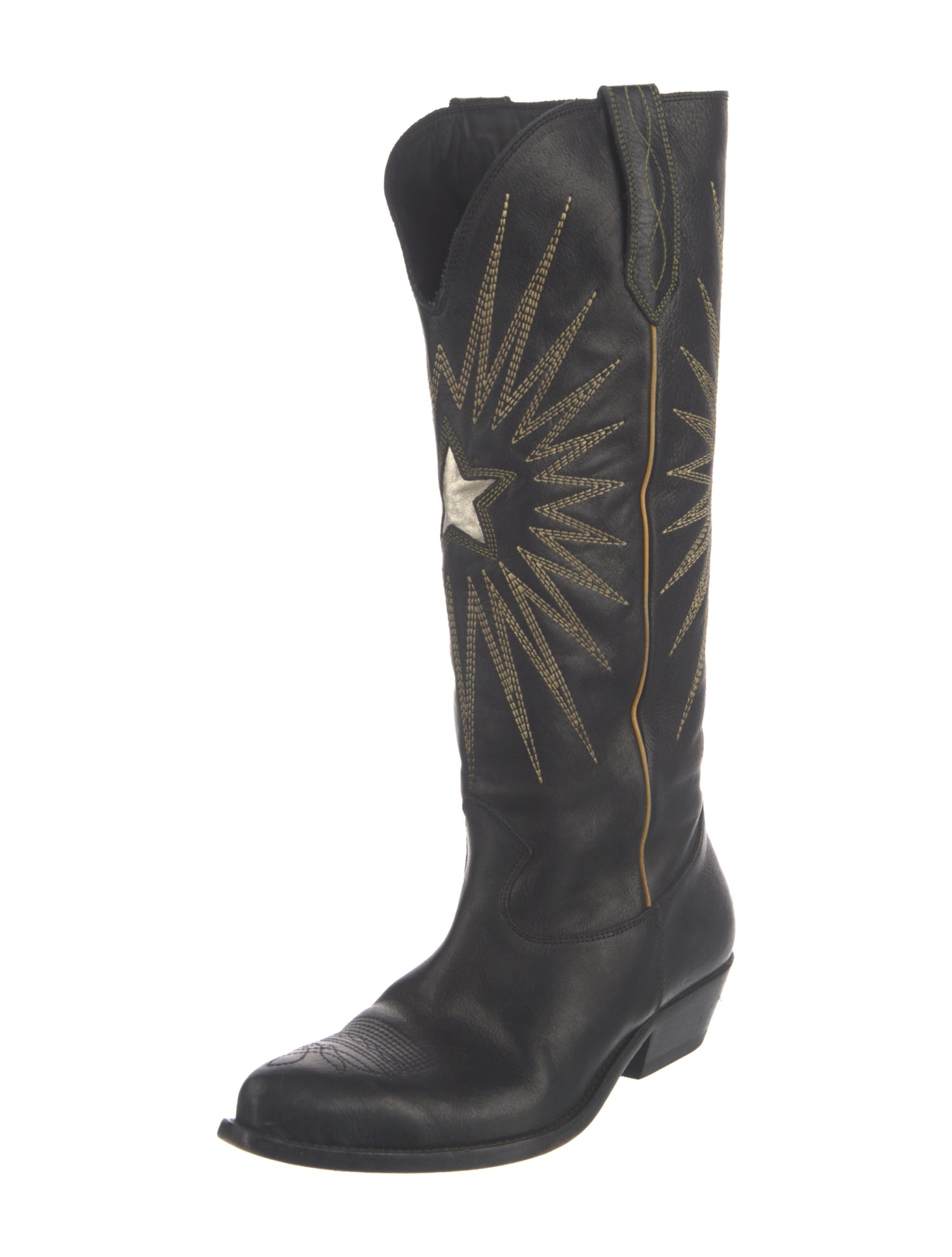 Golden Goose Leather Patterned Western Boots
