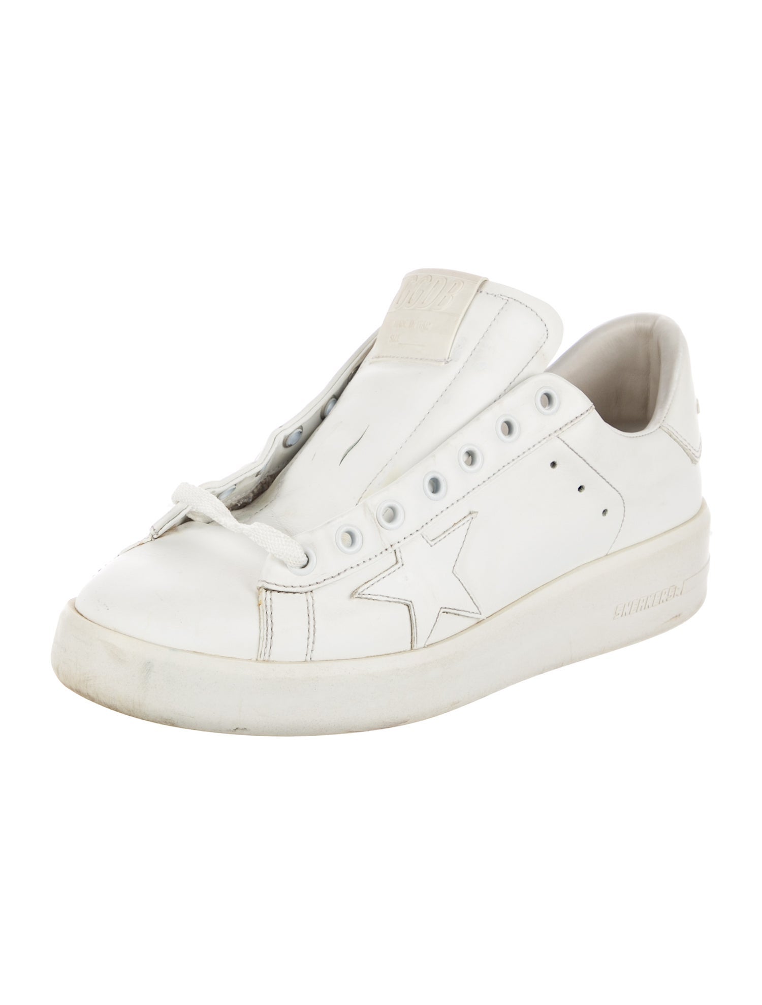 Golden Goose Leather Glitter Accents Sneakers