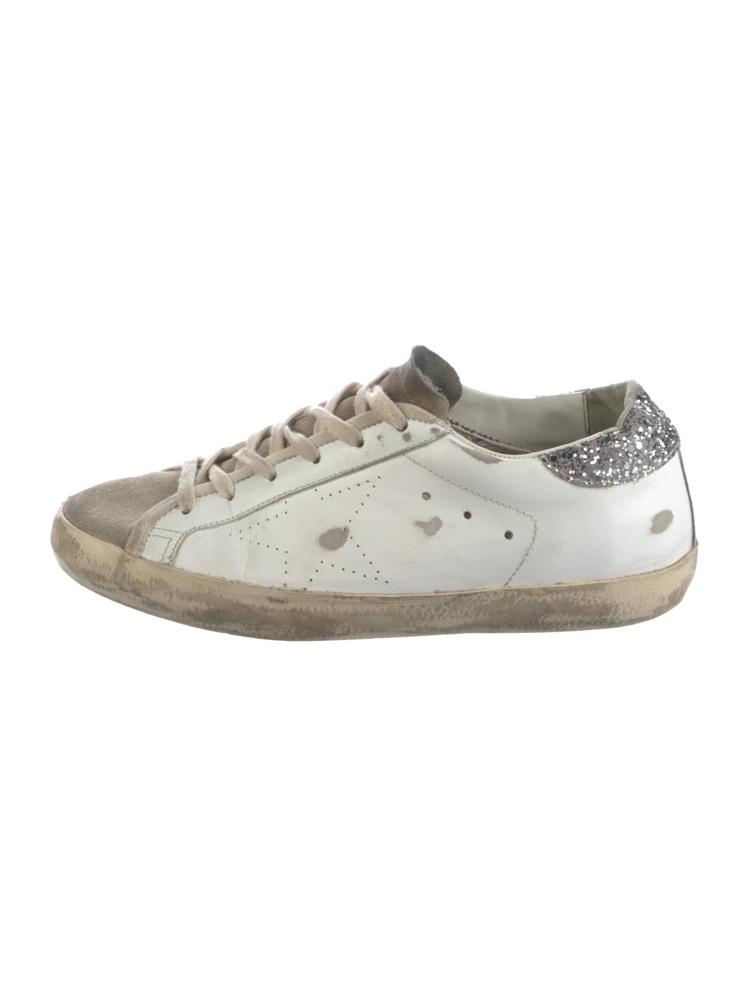 Golden Goose Leather Colorblock Pattern Sneakers