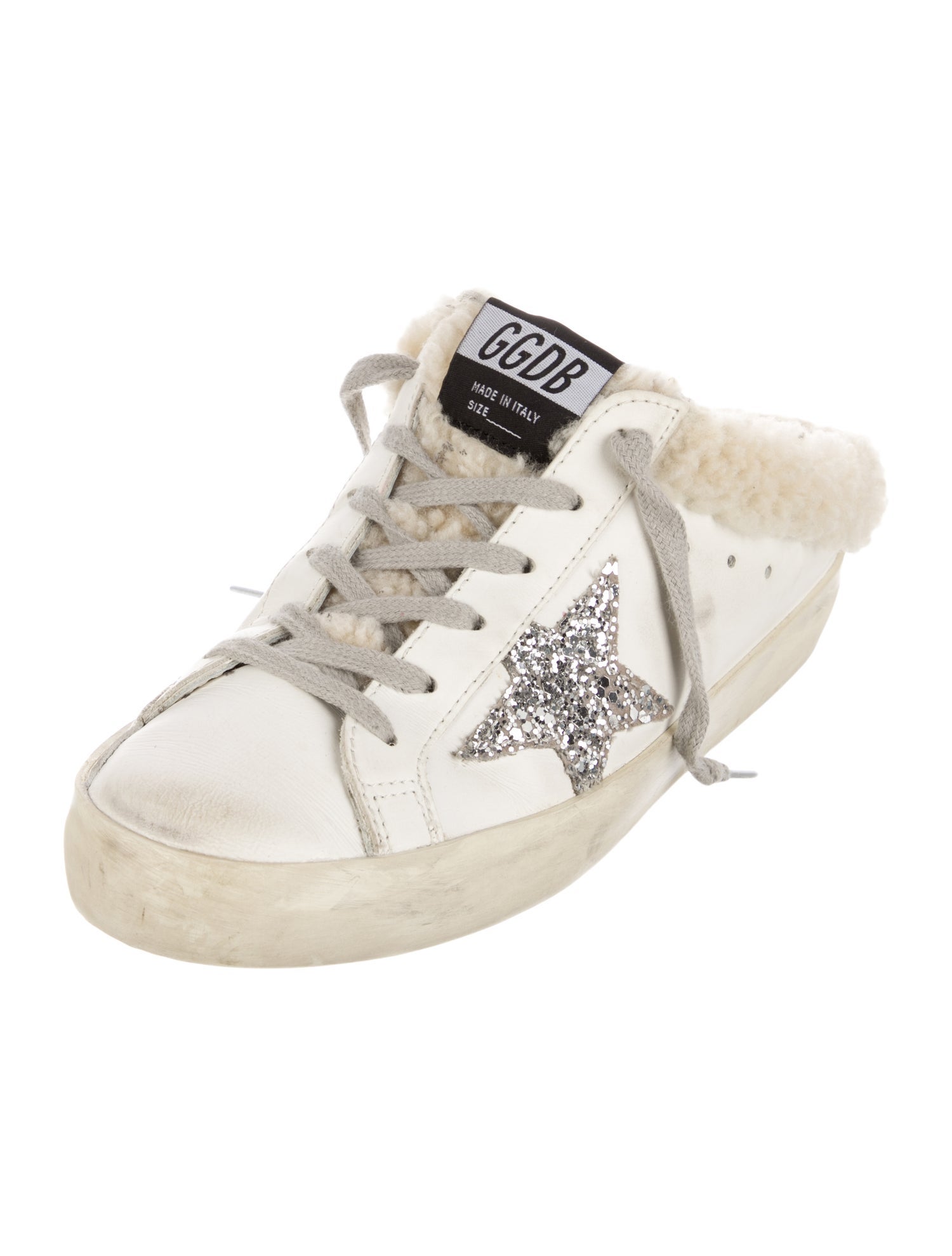 Golden Goose Leather Glitter Accents Sneakers