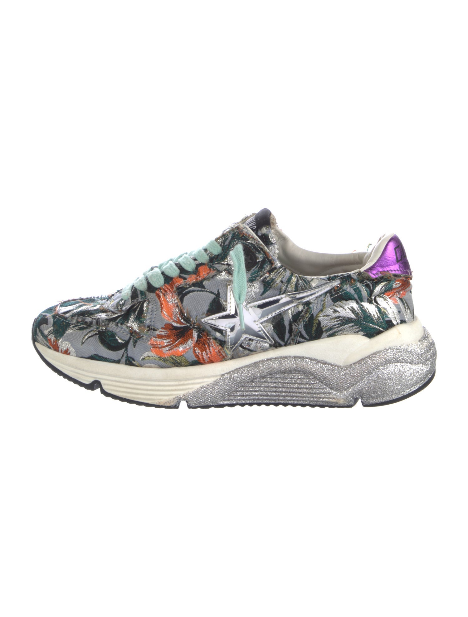 Golden Goose Printed Glitter Accents Sneakers