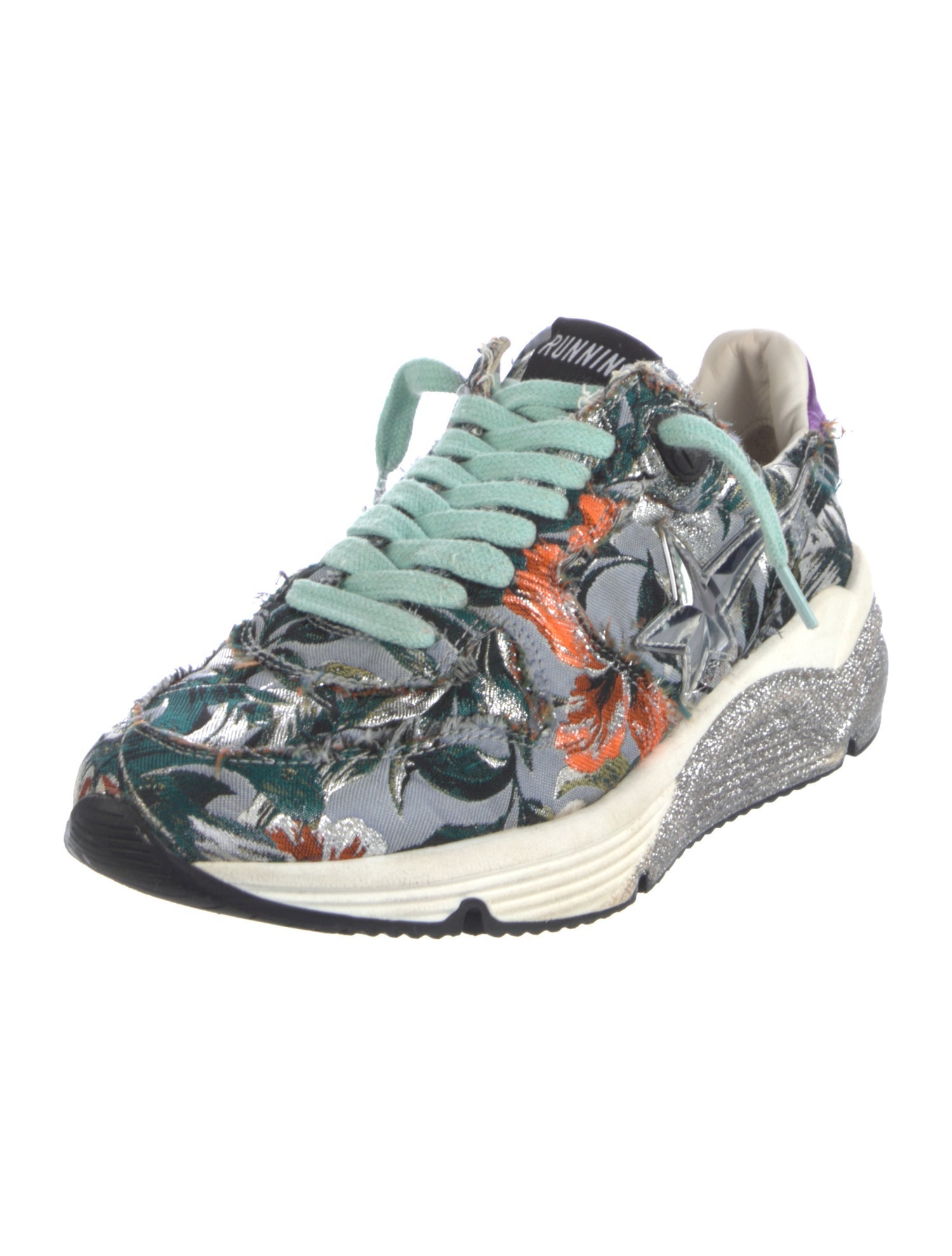Golden Goose Printed Glitter Accents Sneakers