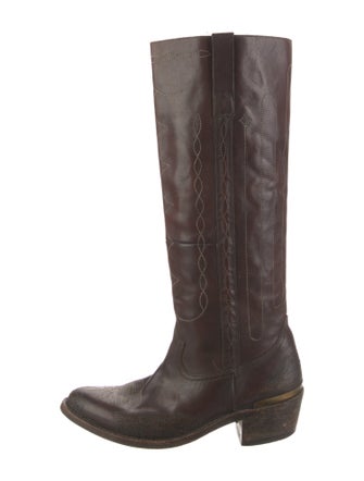 Golden Goose Leather Distressed Accents Riding Boots