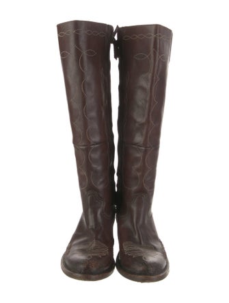 Golden Goose Leather Distressed Accents Riding Boots