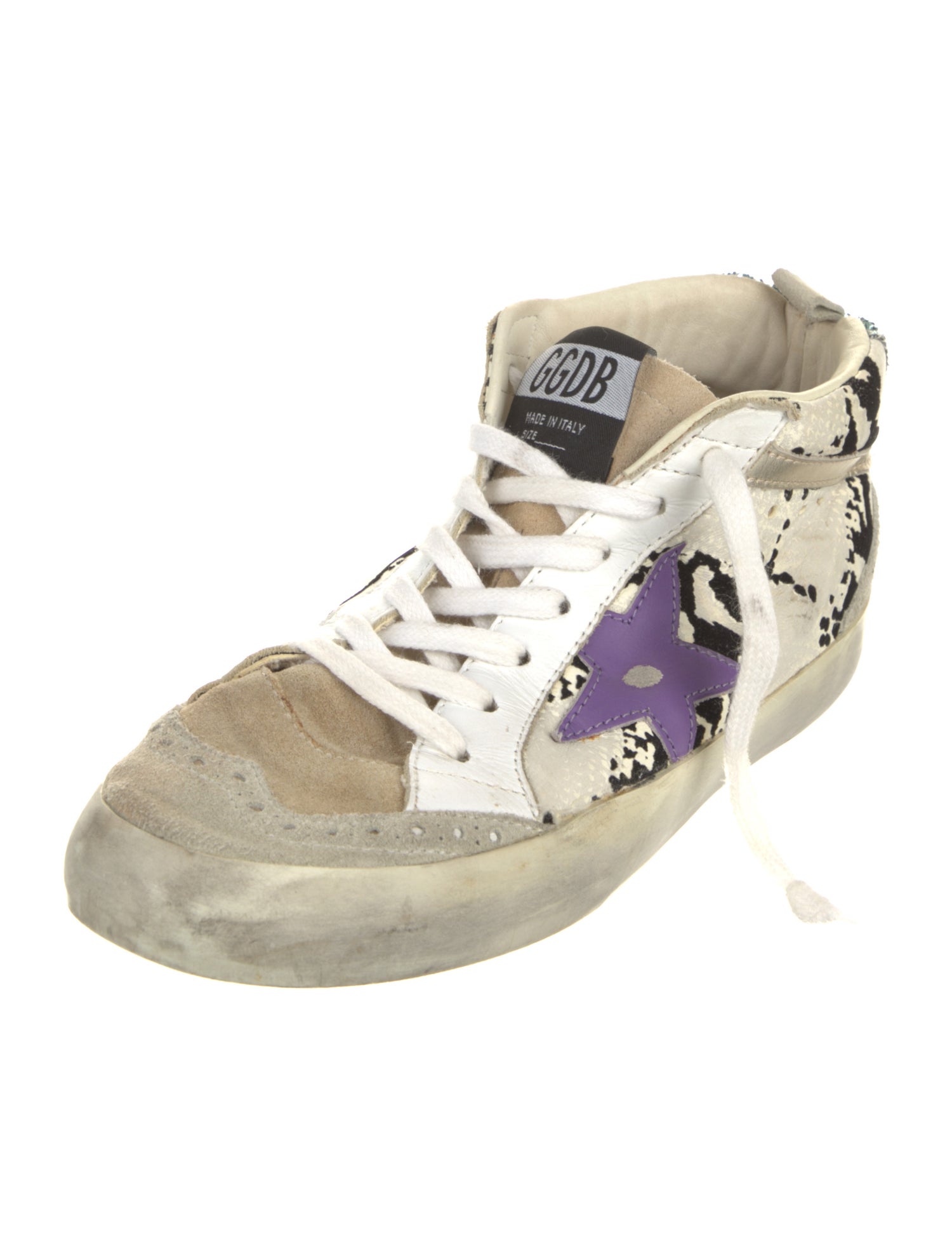 Golden Goose Leather Animal Print Sneakers