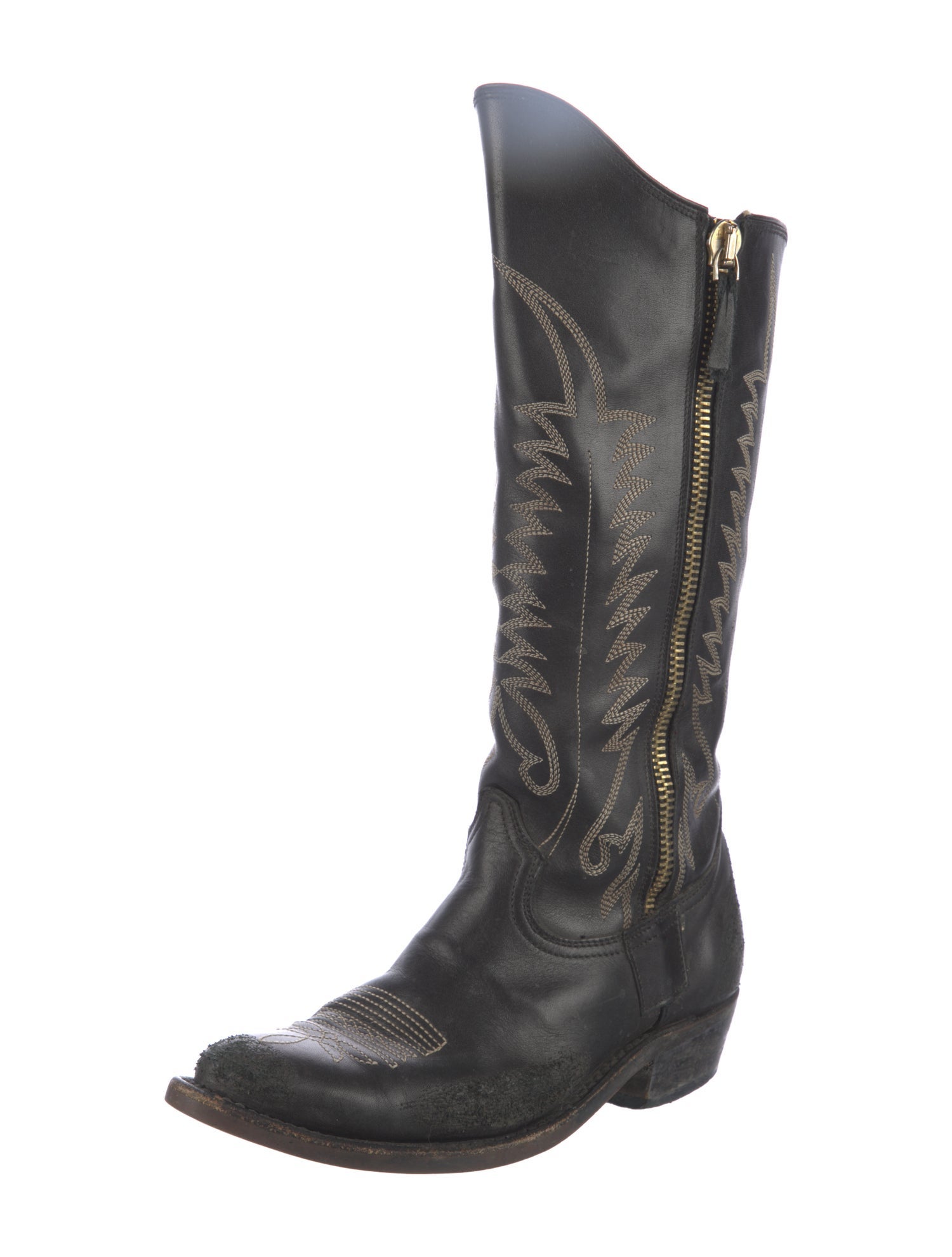 Golden Goose Leather Printed Western Boots