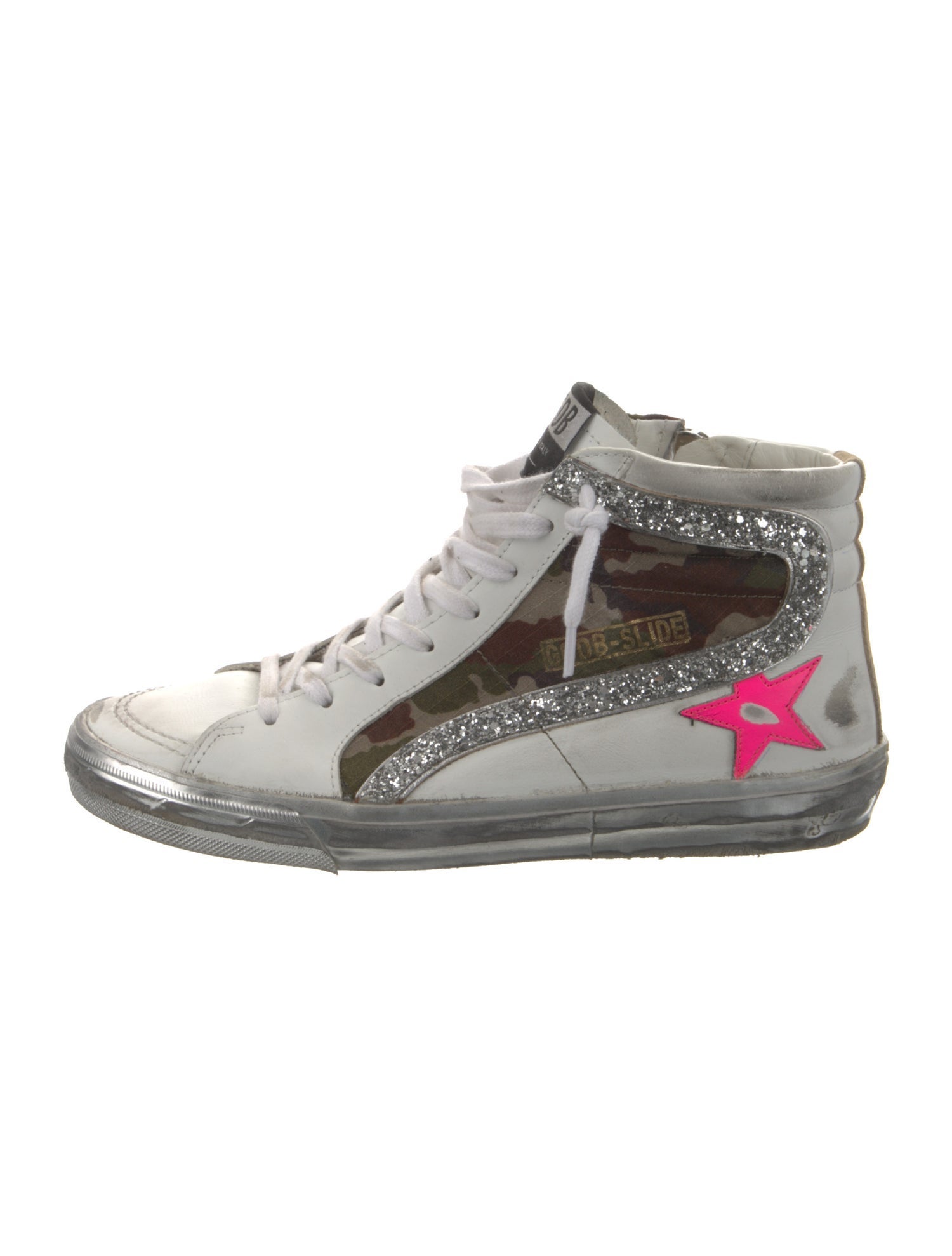Golden Goose Leather Printed Sneakers