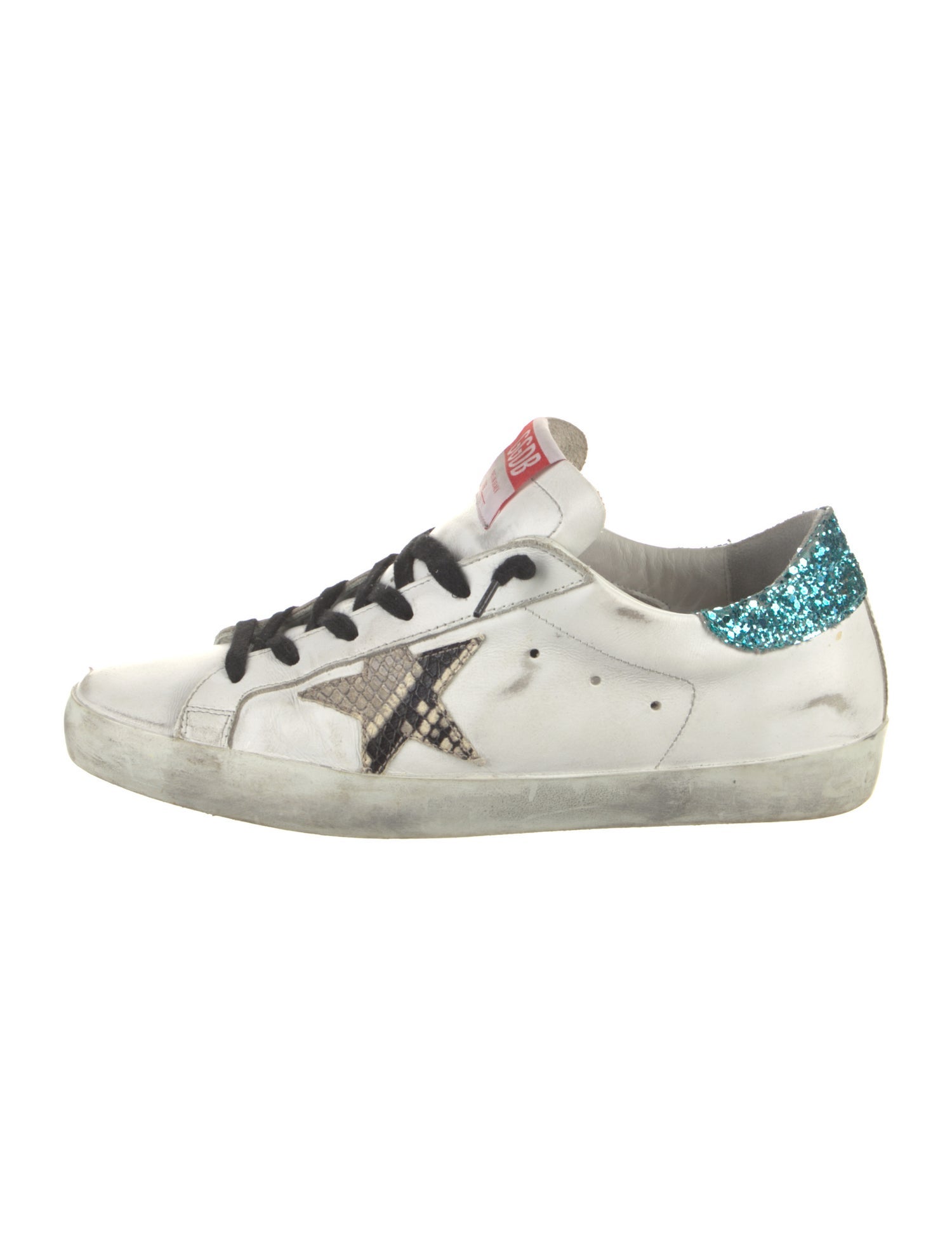 Golden Goose Leather Glitter Accents Sneakers