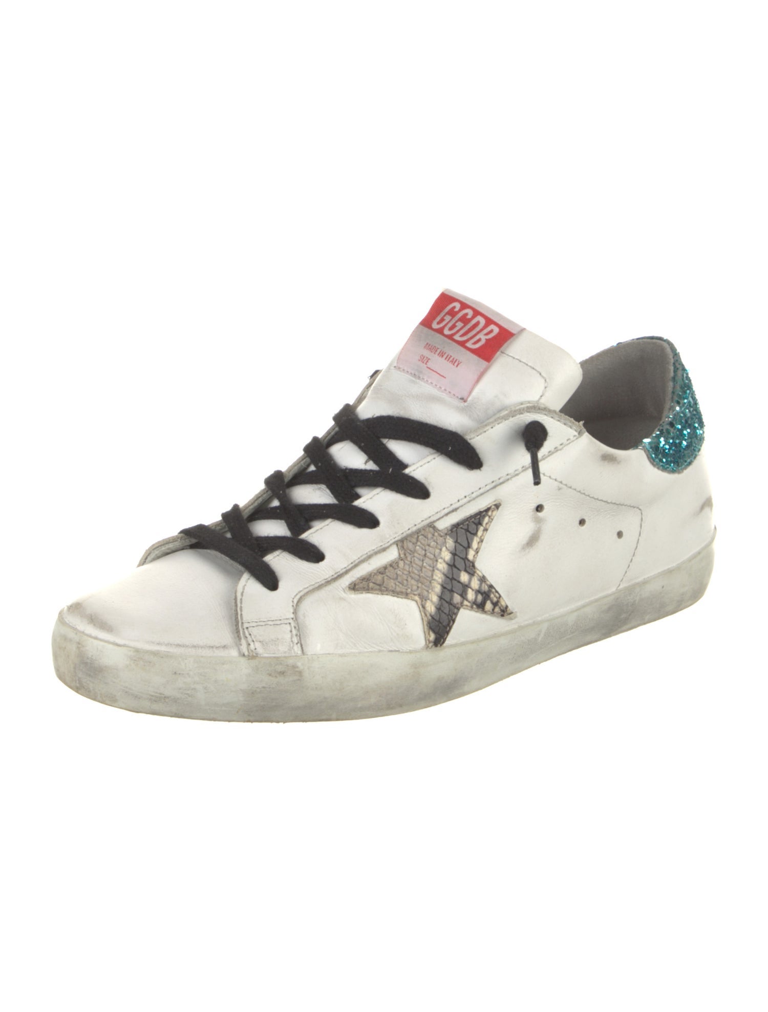 Golden Goose Leather Glitter Accents Sneakers