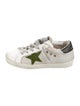 Golden Goose Leather Distressed White Pattern Print Low-Top Sneakers