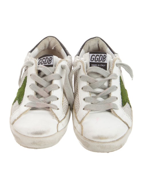 Golden Goose Leather Distressed White Pattern Print Low-Top Sneakers