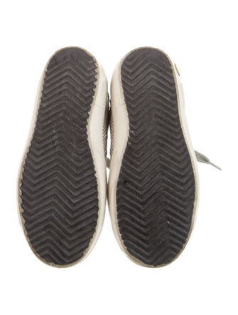 Golden Goose Leather Distressed White Pattern Print Low-Top Sneakers