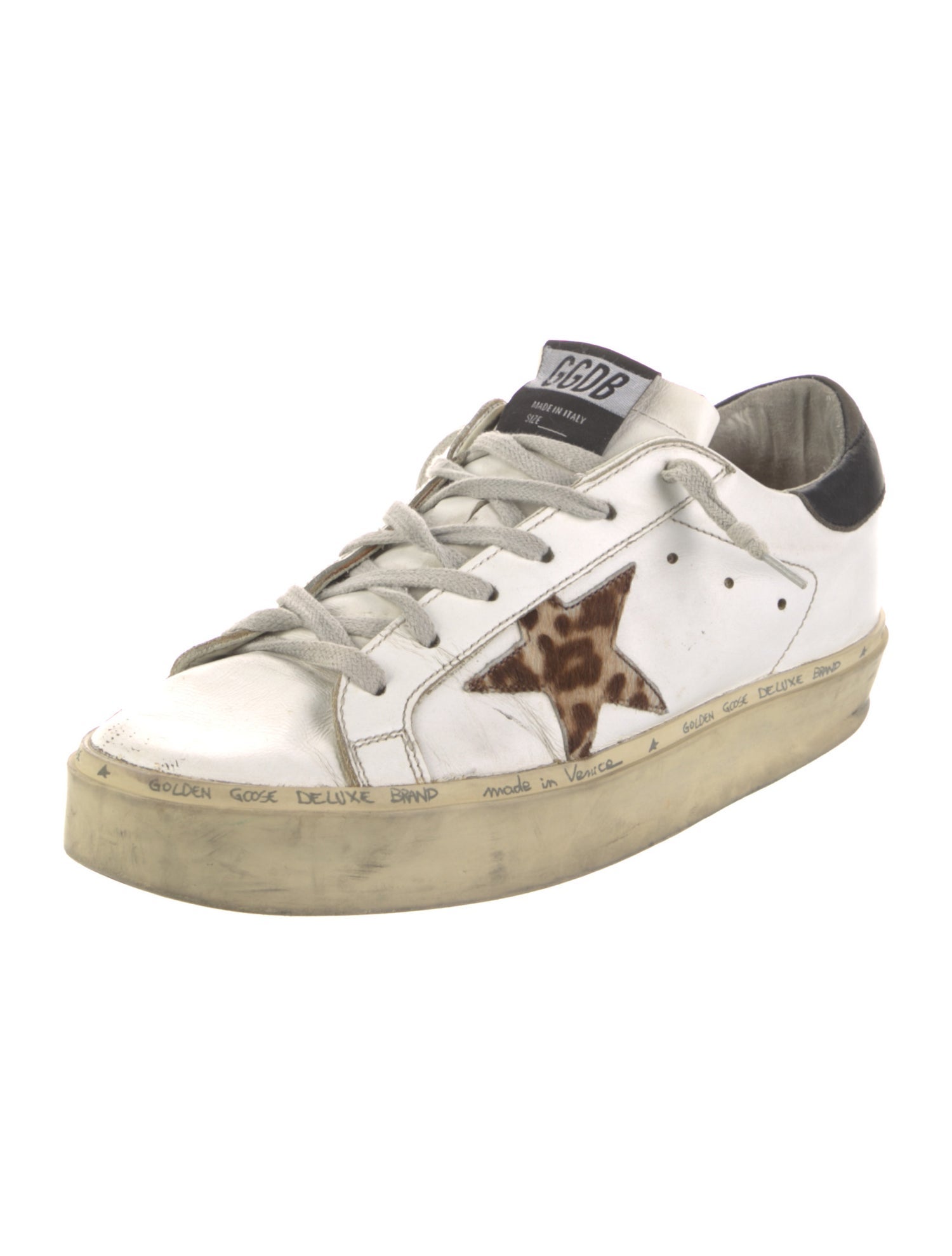 Golden Goose Leather Animal Print Sneakers