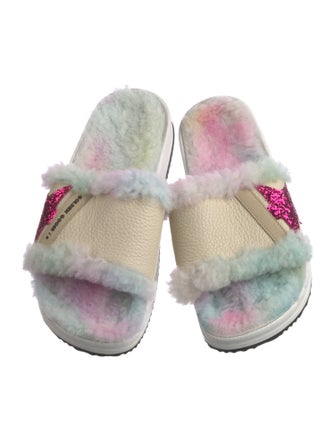 Golden Goose Leather Graphic Print Slides