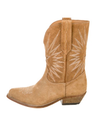 Golden Goose Suede Graphic Print Western Boots