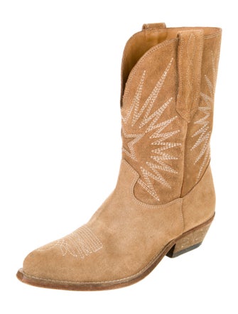 Golden Goose Suede Graphic Print Western Boots