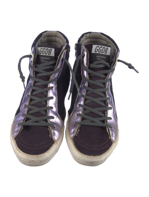 Golden Goose Suede Colorblock Pattern Sneakers