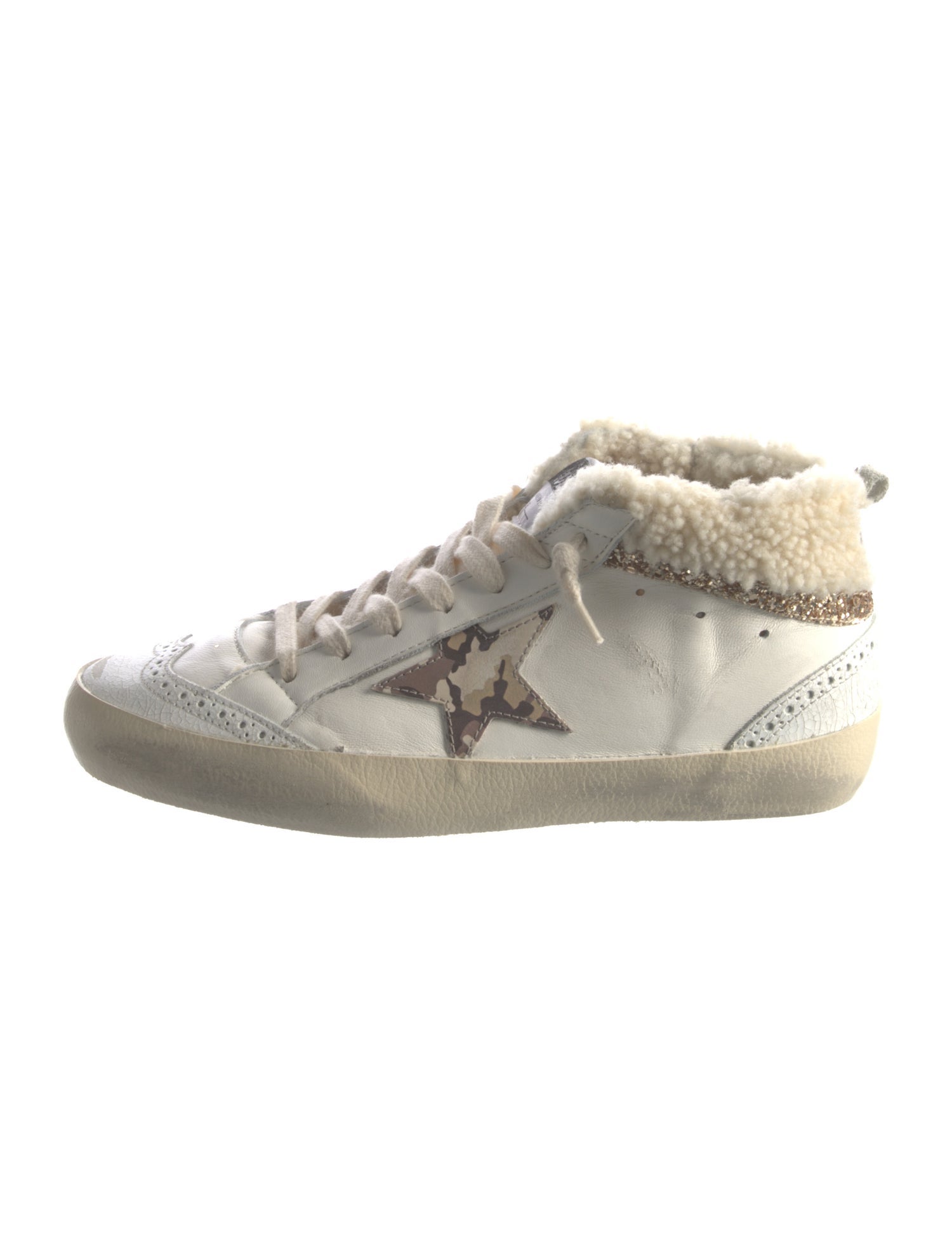 Golden Goose Leather Animal Print Sneakers