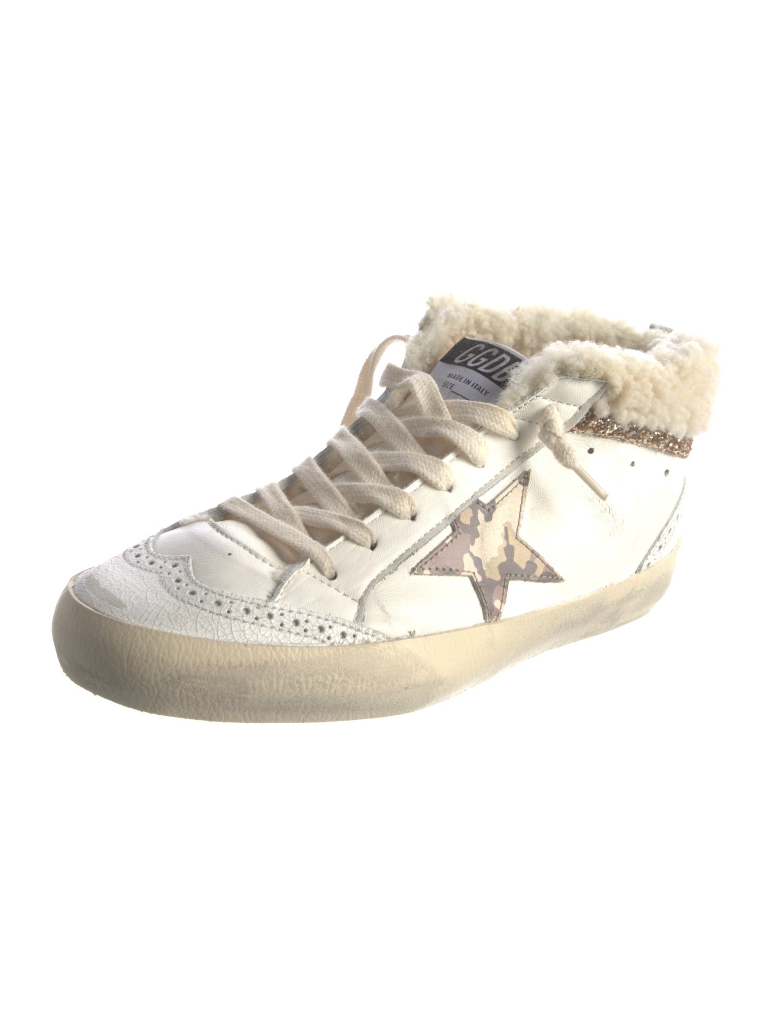 Golden Goose Leather Animal Print Sneakers