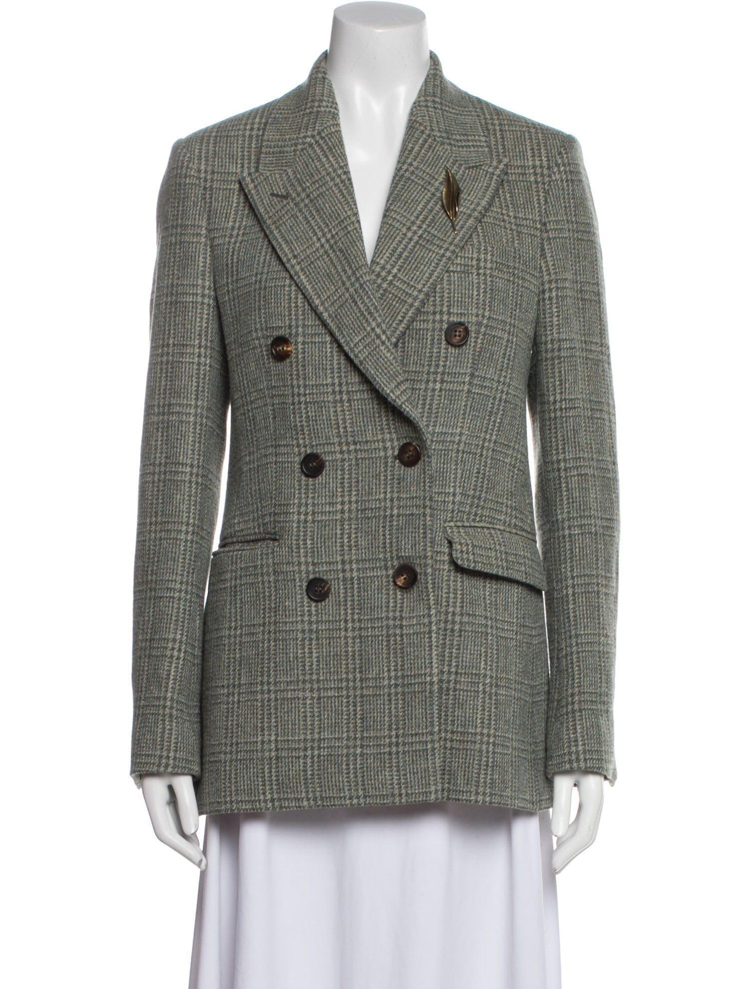 Golden Goose Virgin Wool Plaid Print Blazer
