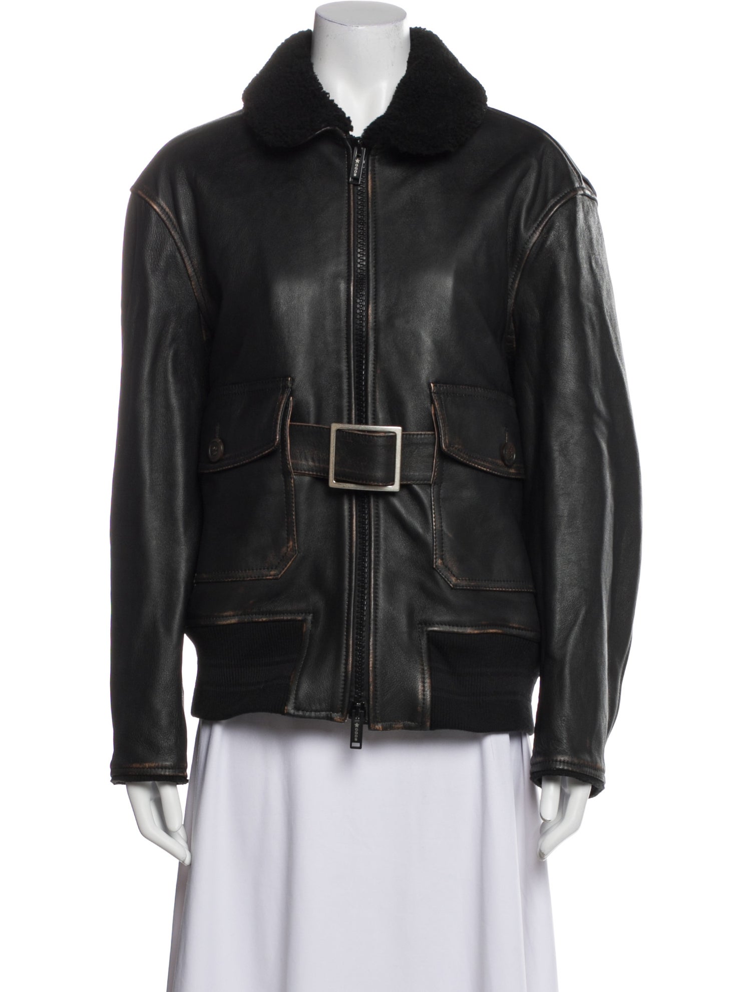 Golden Goose Leather Fur Jacket