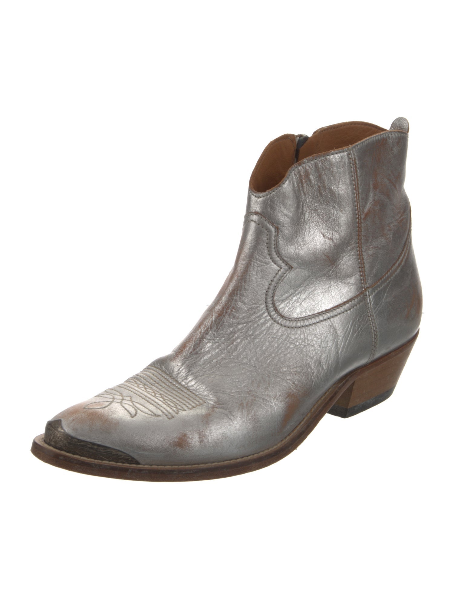 Golden Goose Leather Distressed Accents Western Boots