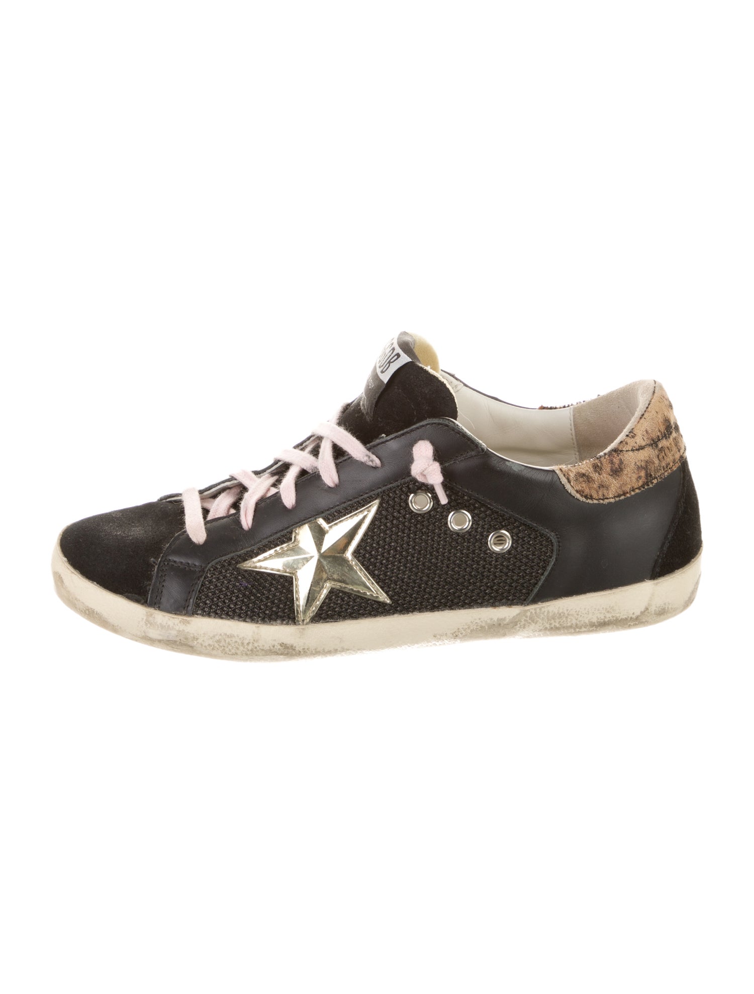 Golden Goose Leather Animal Print Sneakers