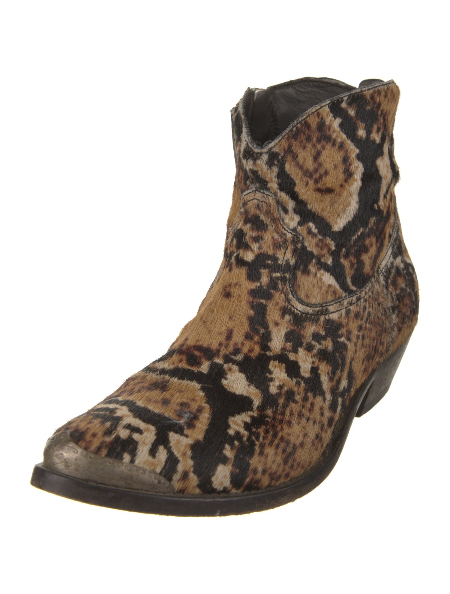 Golden Goose Ponyhair Animal Print Western Boots