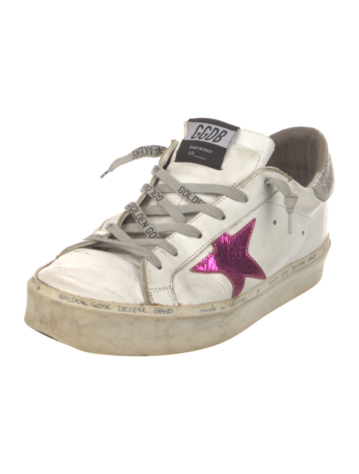 Golden Goose Leather Glitter Accents Sneakers