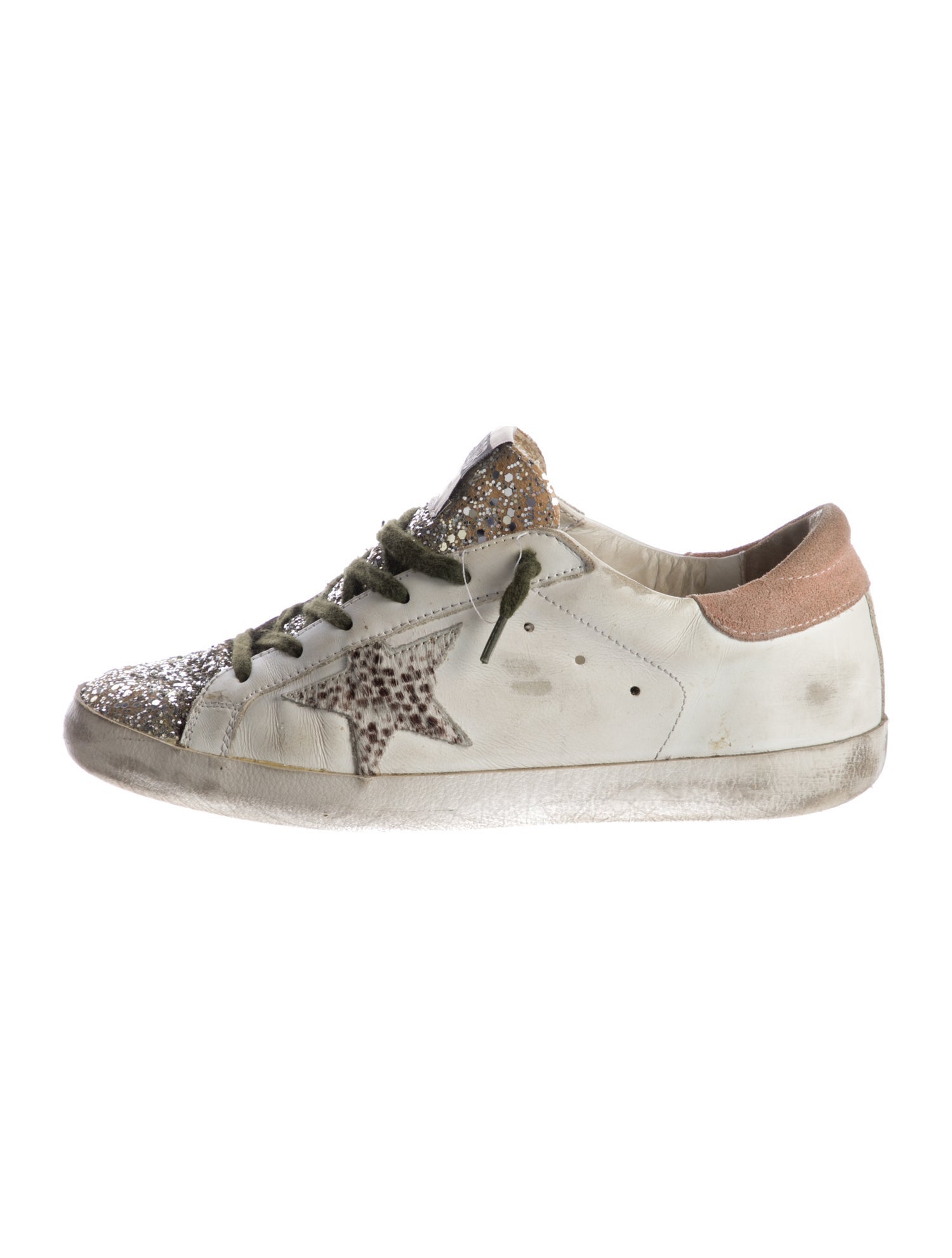 Golden Goose Leather Colorblock Pattern Sneakers