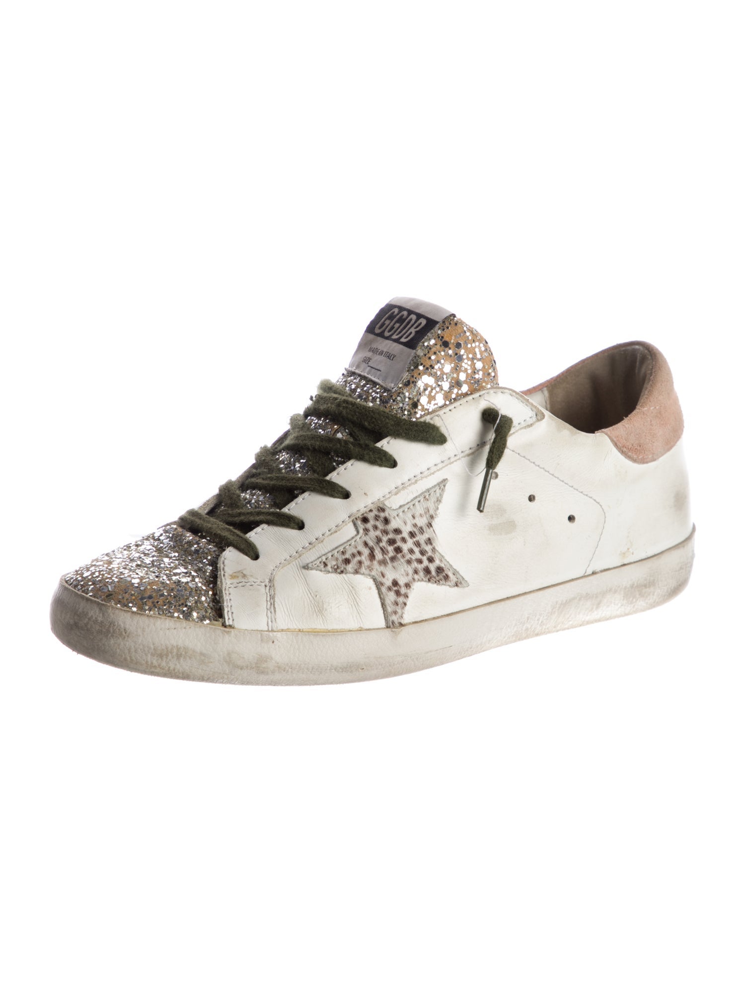 Golden Goose Leather Colorblock Pattern Sneakers