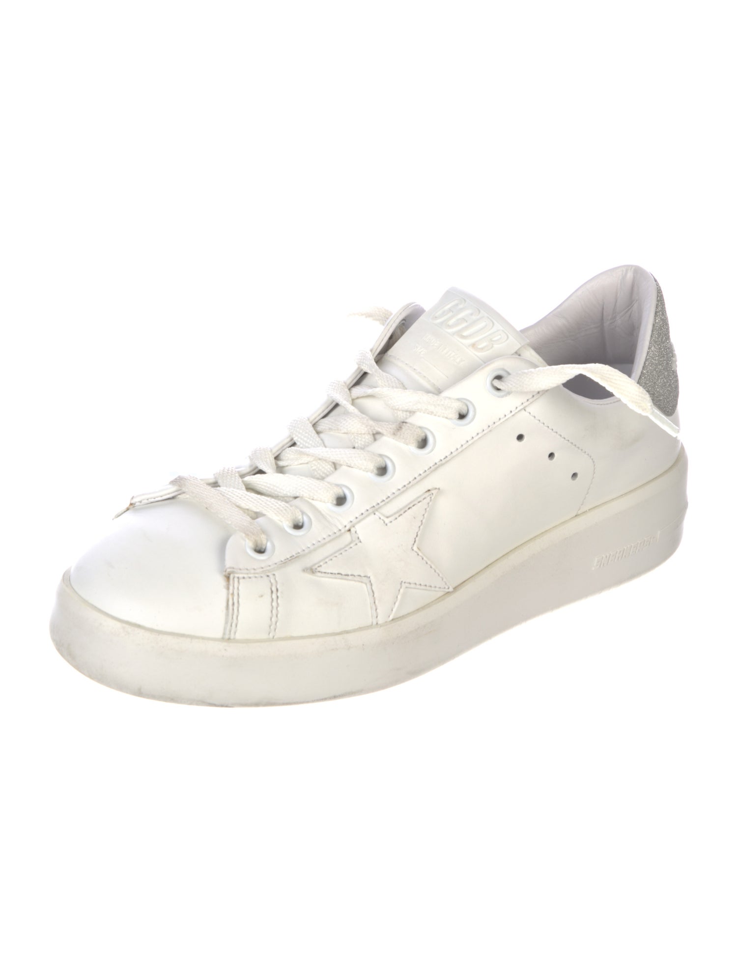 Golden Goose Leather Glitter Accents Sneakers