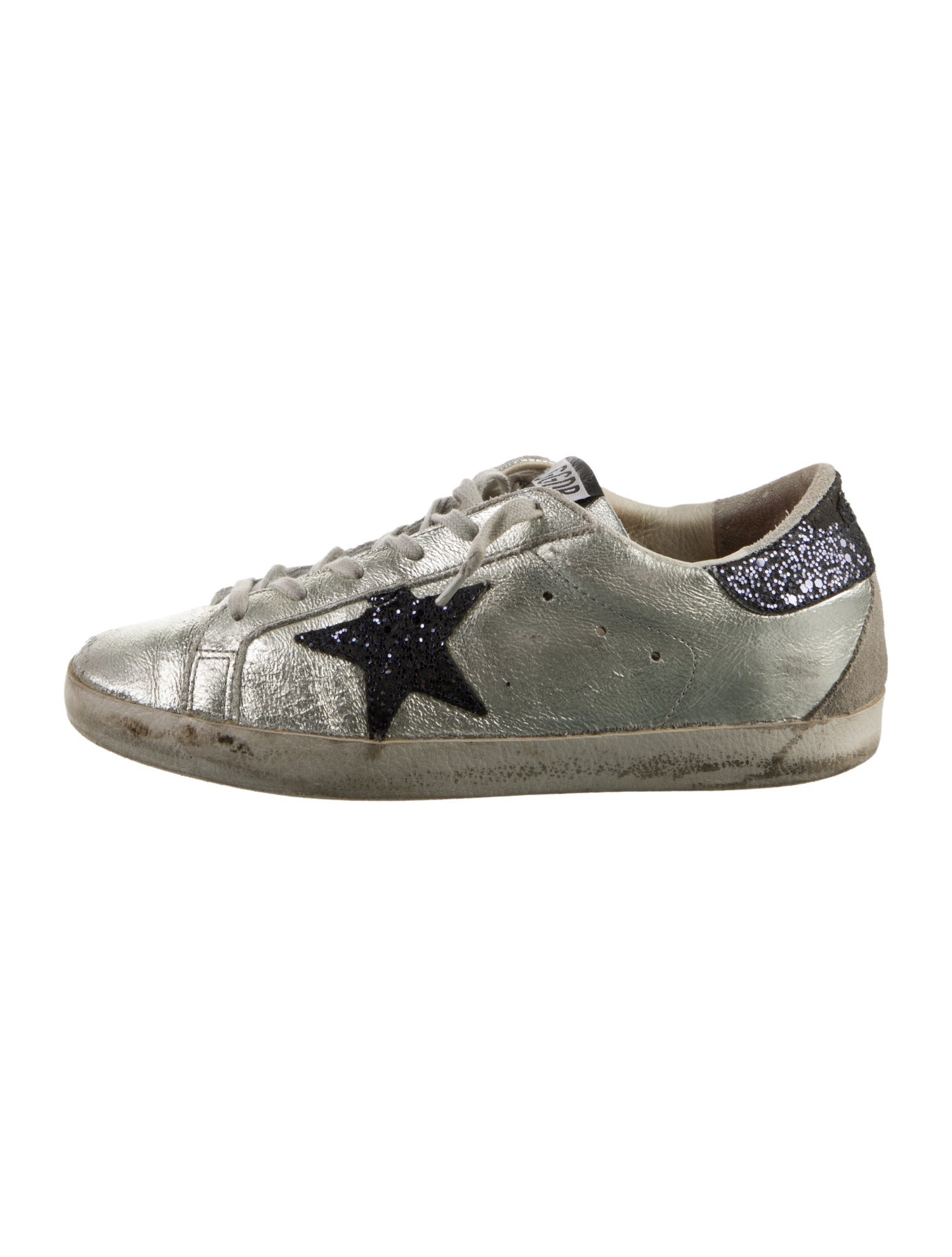Golden Goose Leather Glitter Accents Sneakers